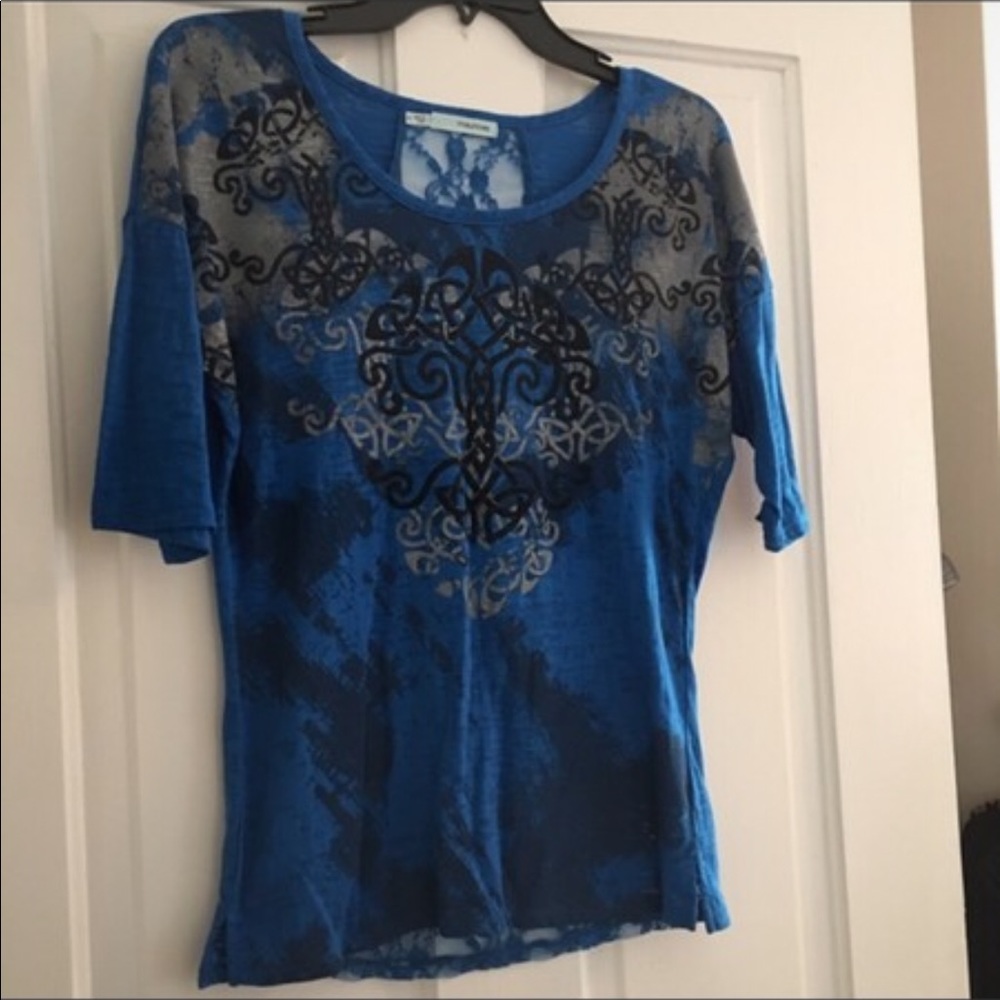 Beautiful Lace Back Burnt Out Top